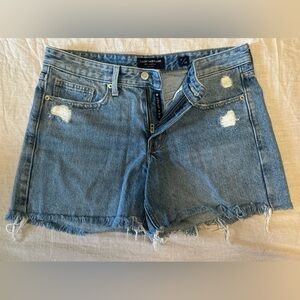 “Boyfriend Short” Lucky Brand Medium Blue Distressed Cutoff Denim Shorts